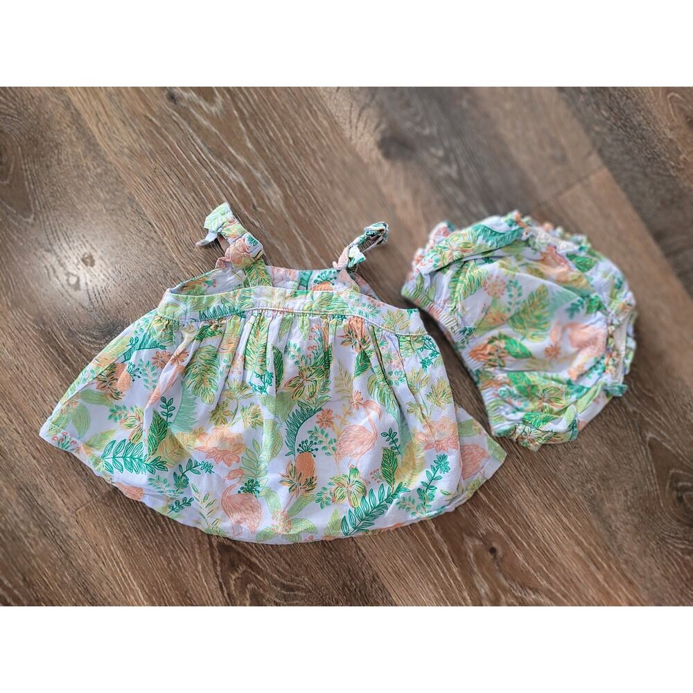 Janie and Jack Baby Girl Tropical Flamingo Dress and Bloomers size 3-6 months #8